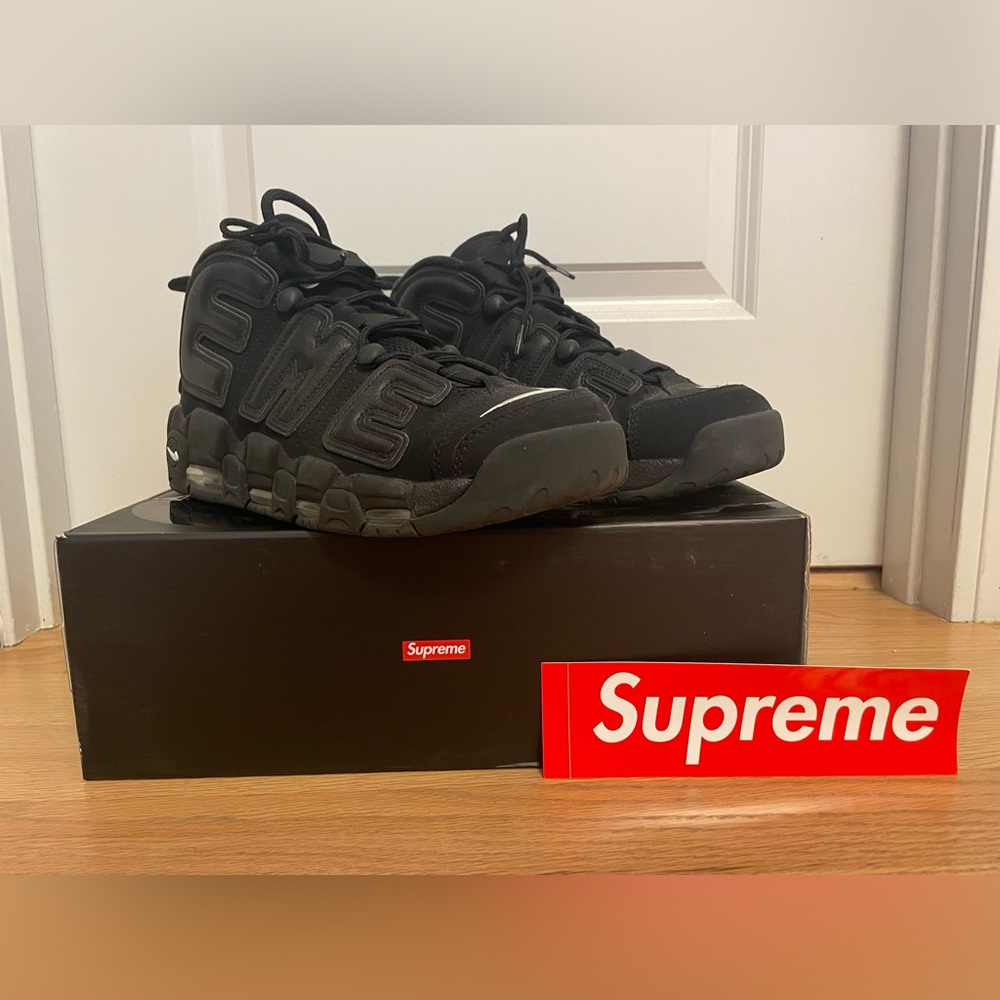 Nike X Supreme Air More Uptempo Suptempo Black Sneakers - 10.5